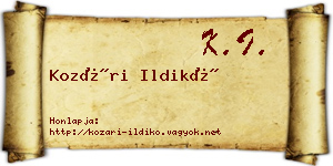 Kozári Ildikó névjegykártya